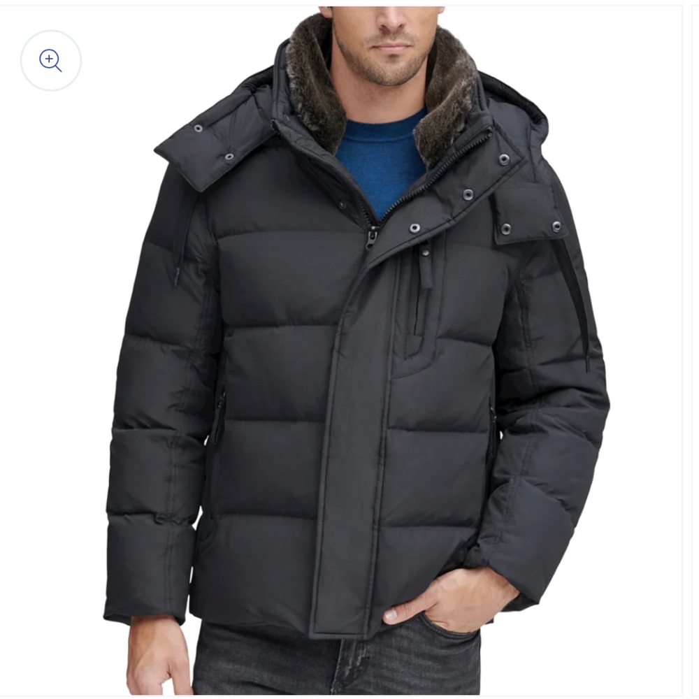 Andrew Marc Men's Down Fill Water Resistant Hooded Puffer Winter Coat Jacket